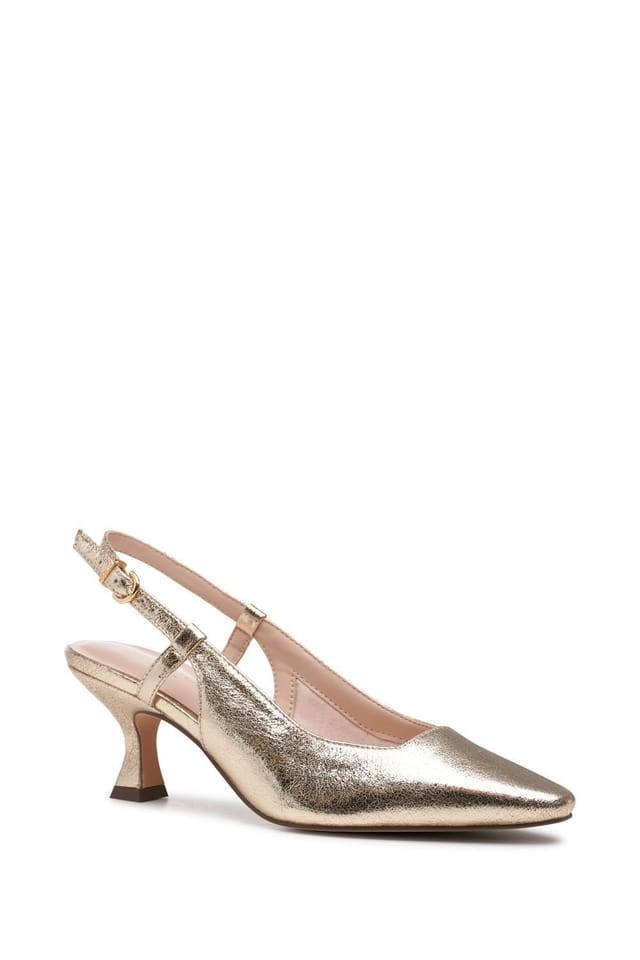 Paradox London Paradox London Women's Fervora' Wide Fit Mid Heel Chisel Toe Sling Backs in Metallic Gold - 2