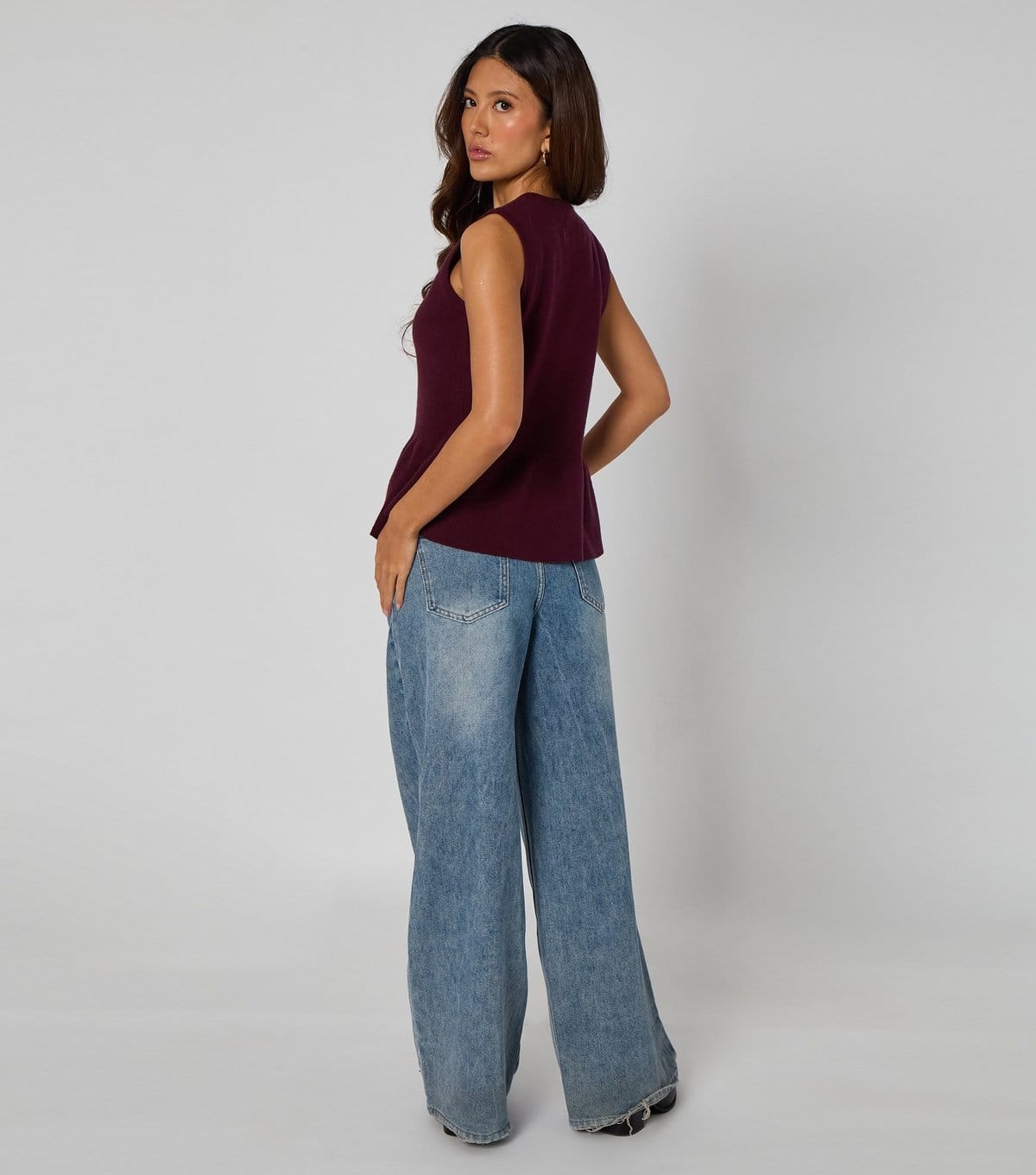 Urban Bliss Women's Burgundy Peplum Button Front Vest Top Urban Bliss New Look - 4