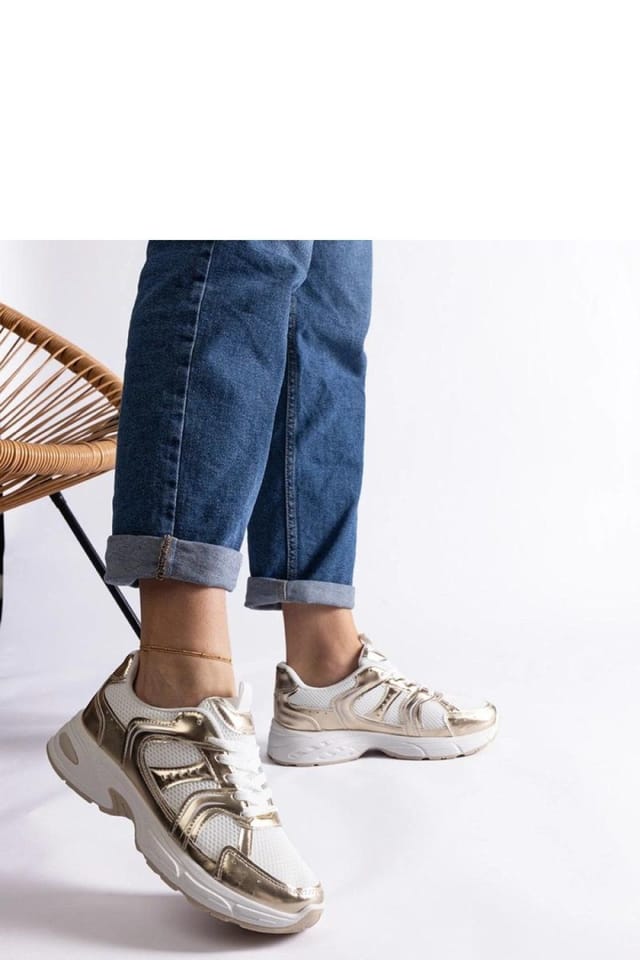 Love Lace Love Lace Women's Ena Hurtado Sport Sneakers Low Cut White Gold Comfort Daily - 3