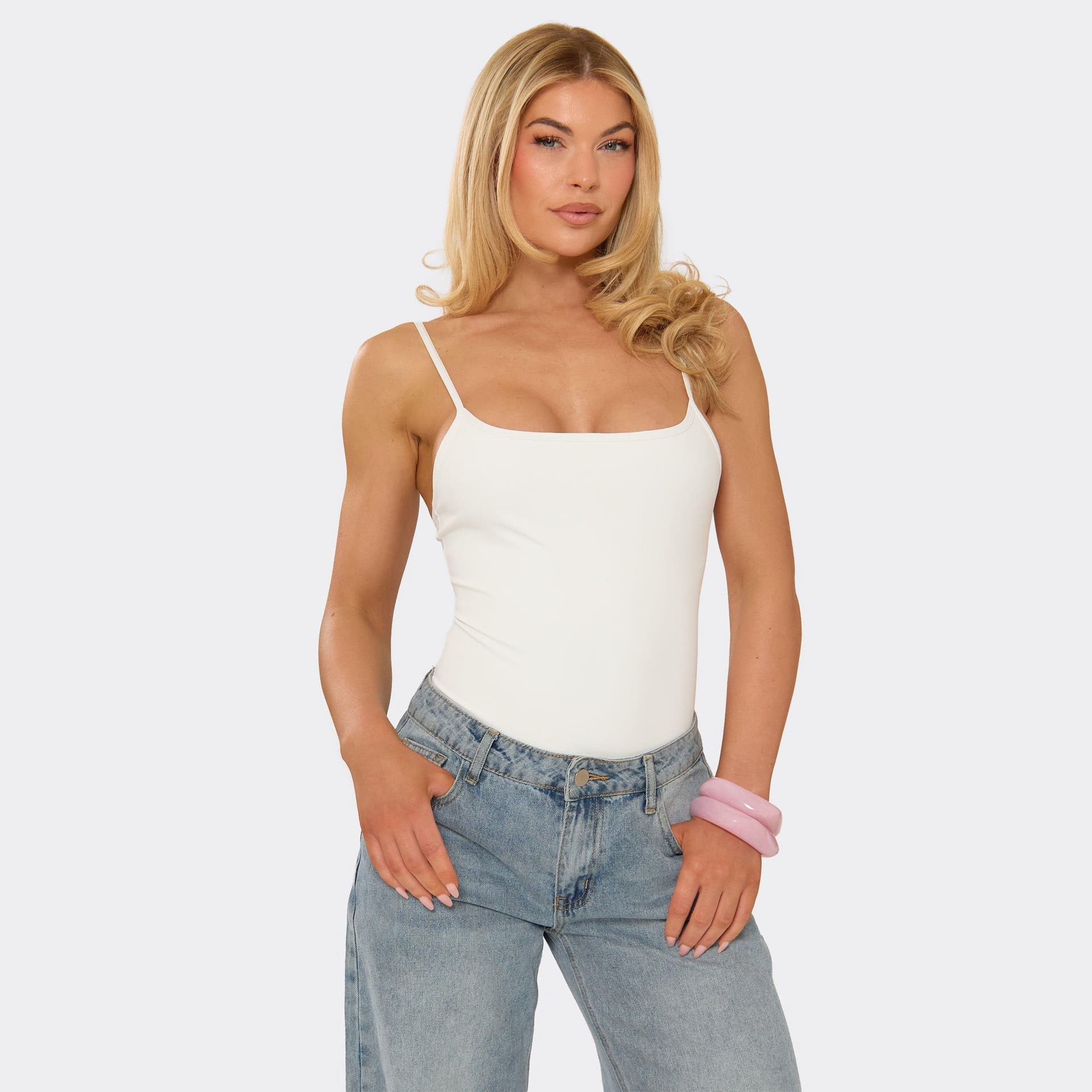 EGO Strappy Bodysuit In White, Women's Size UK 6