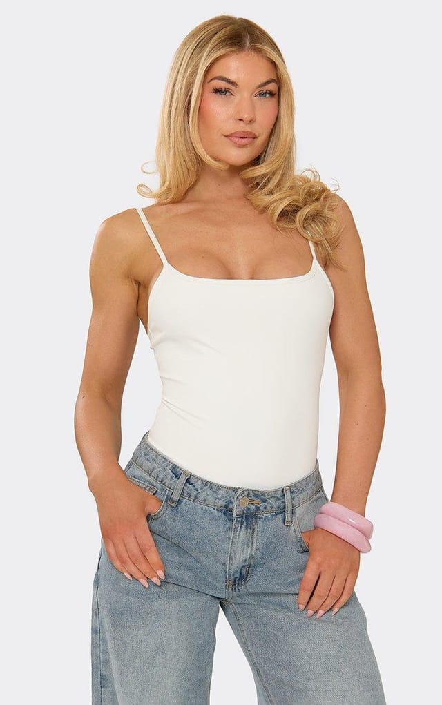 EGO Strappy Bodysuit In White, Women's Size UK 6 - 2