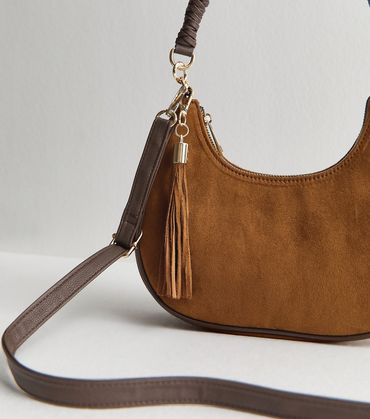 New Look Tan Faux Suede Suede Scoop Shoulder Bag New Look - 3