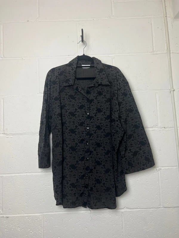 Yessica Black Floral Button-Up Shirt.