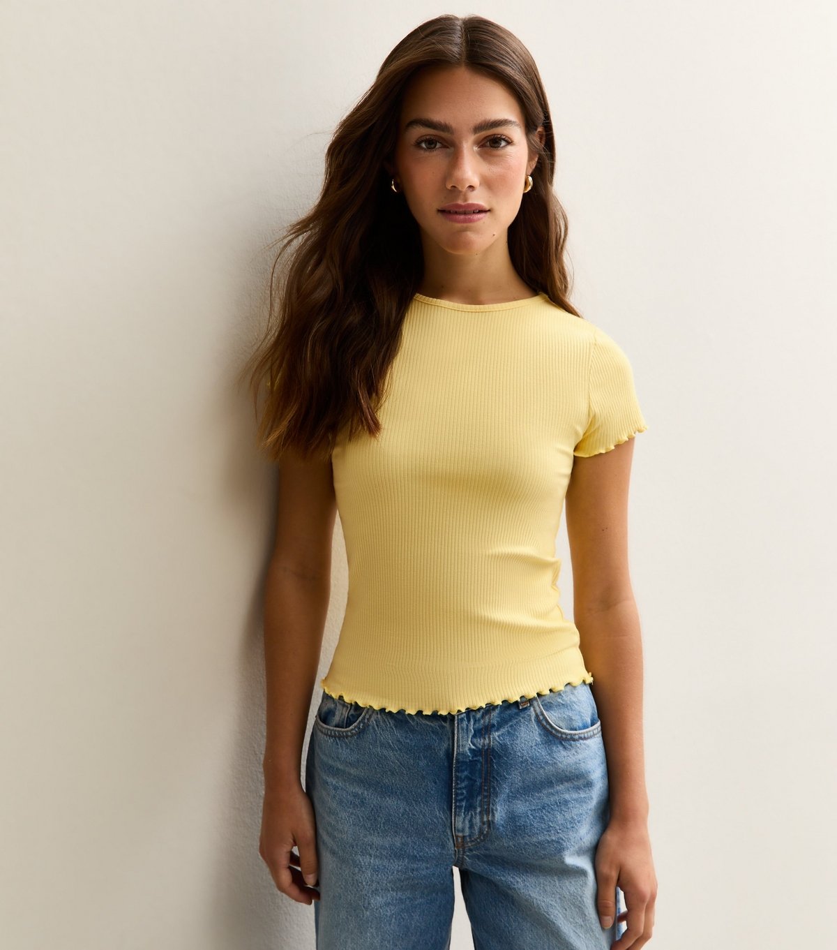 New Look Women's Petite Yellow Frilly Trimmed T-Shirt New Look - 2