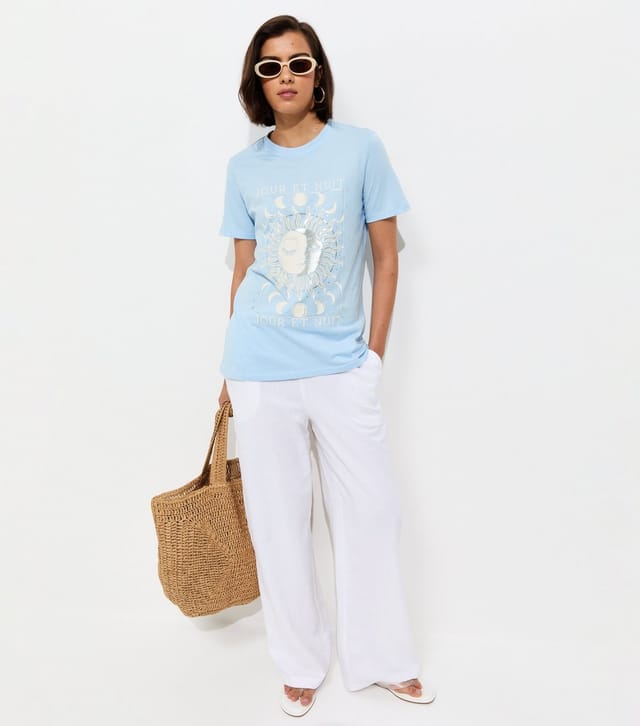 New Look Women's Light Blue Cotton Mystic Print T-Shirt New Look - 3