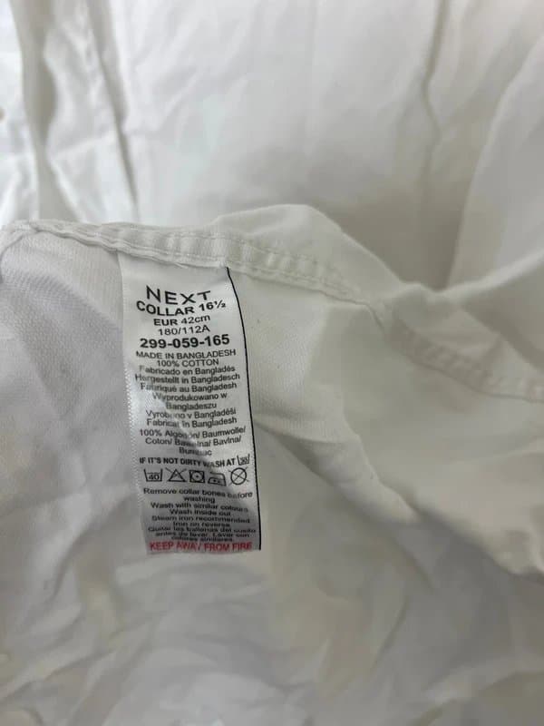 Next white next slim fit shirt 16 1/2 inches collar