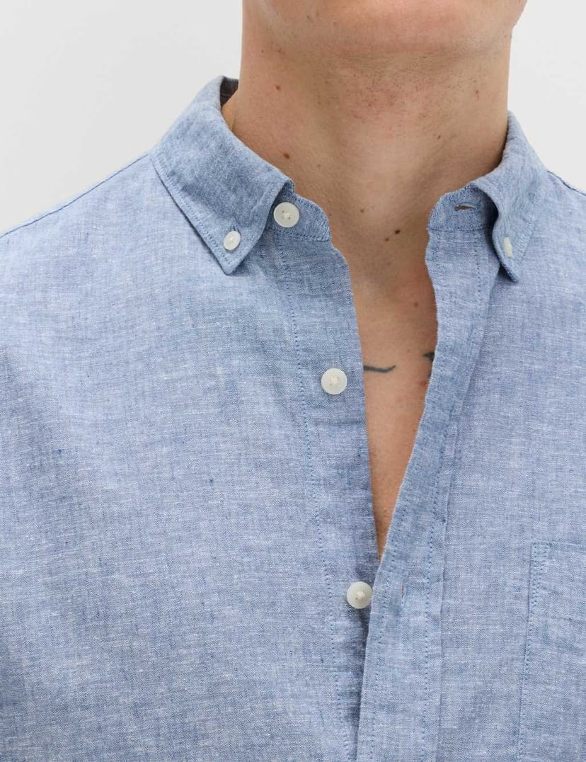 Marks & Spencer M&S Regular Fit Cotton Linen Blend Shirt Chambray - 1