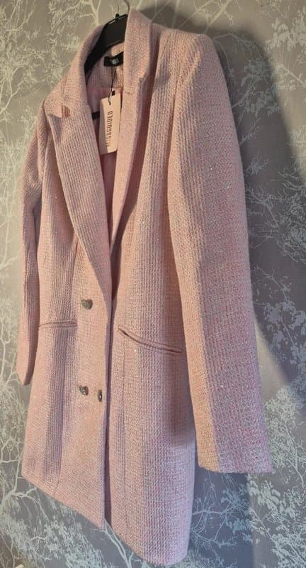 Missguided Missguided Pink Tweed Blazer Dress – Double Breasted, Structured Fit, Size 10 Brand new with tags