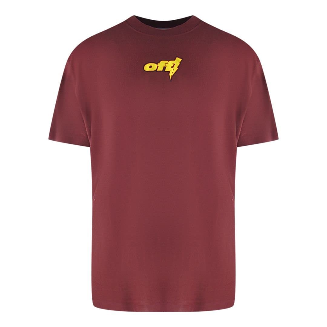 Off-White Off-White Men's Thunder Stable Oversized Fit Burgundy T-Shirt in Red
