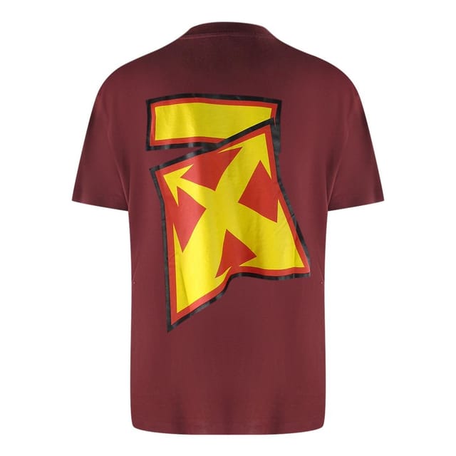 Off-White Off-White Men's Thunder Stable Oversized Fit Burgundy T-Shirt in Red - 2