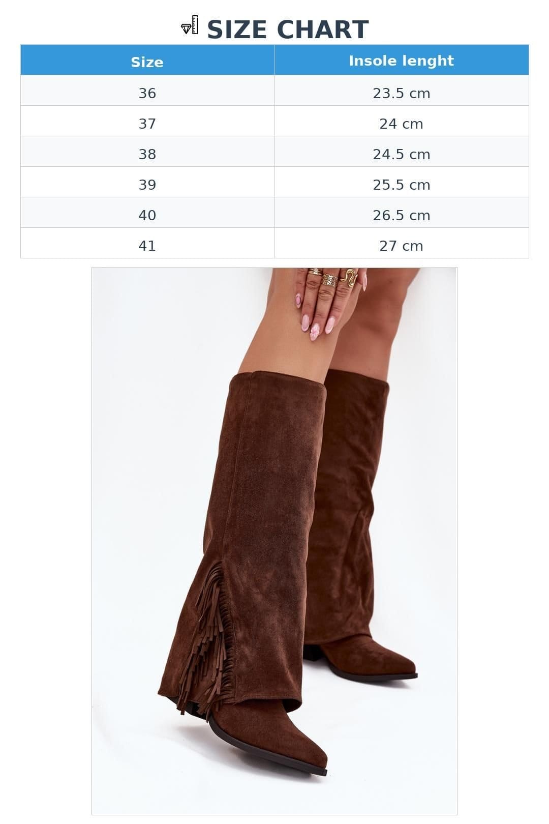 Love Lace Love Lace Women's Boho Cowboy Slip On Block Heel Boots with Fringe Pointed Toes in Brown - 4