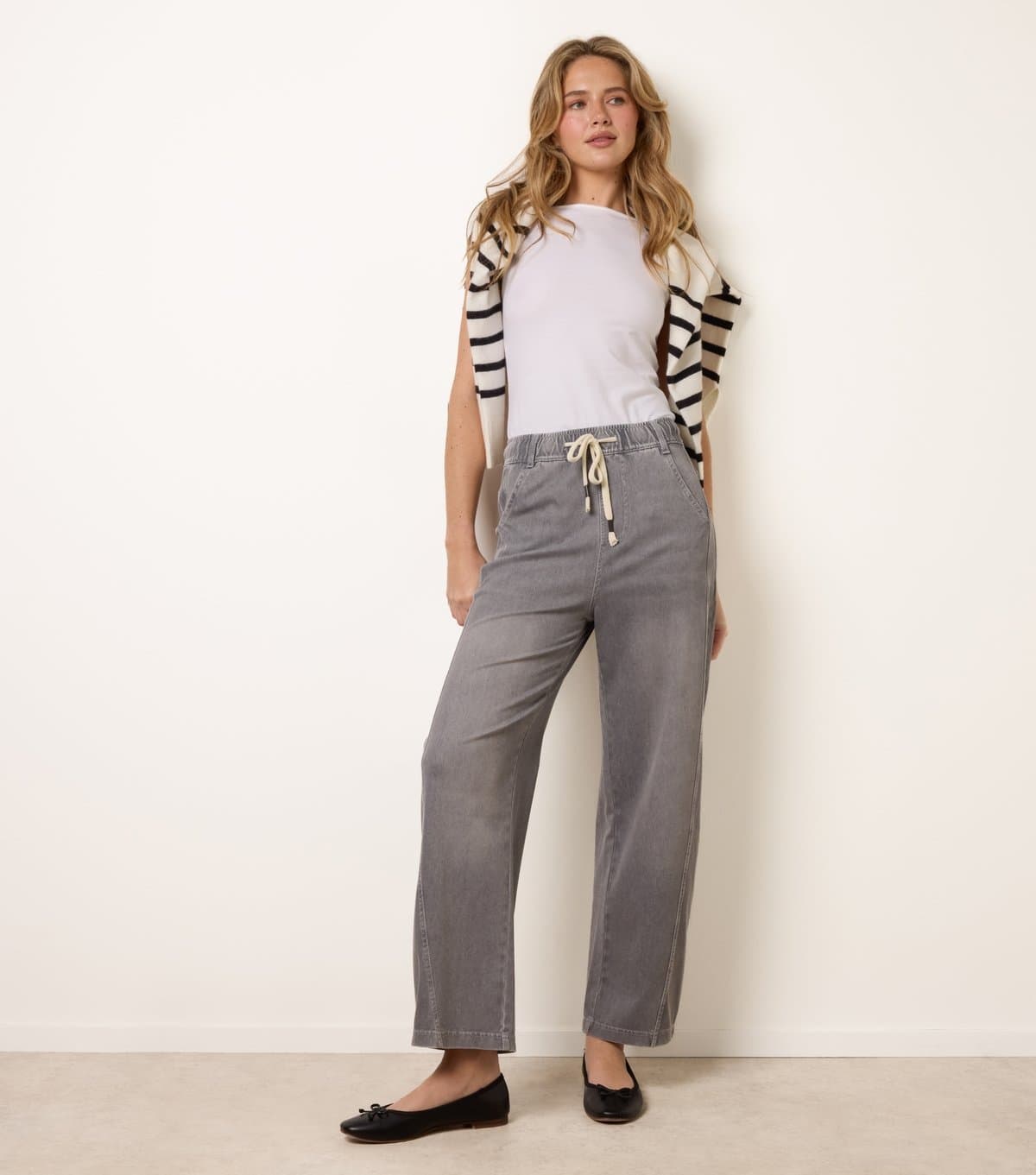 Blue Vanilla Women's Light Grey Seam Detail Wide Leg Jeans Blue Vanilla New Look