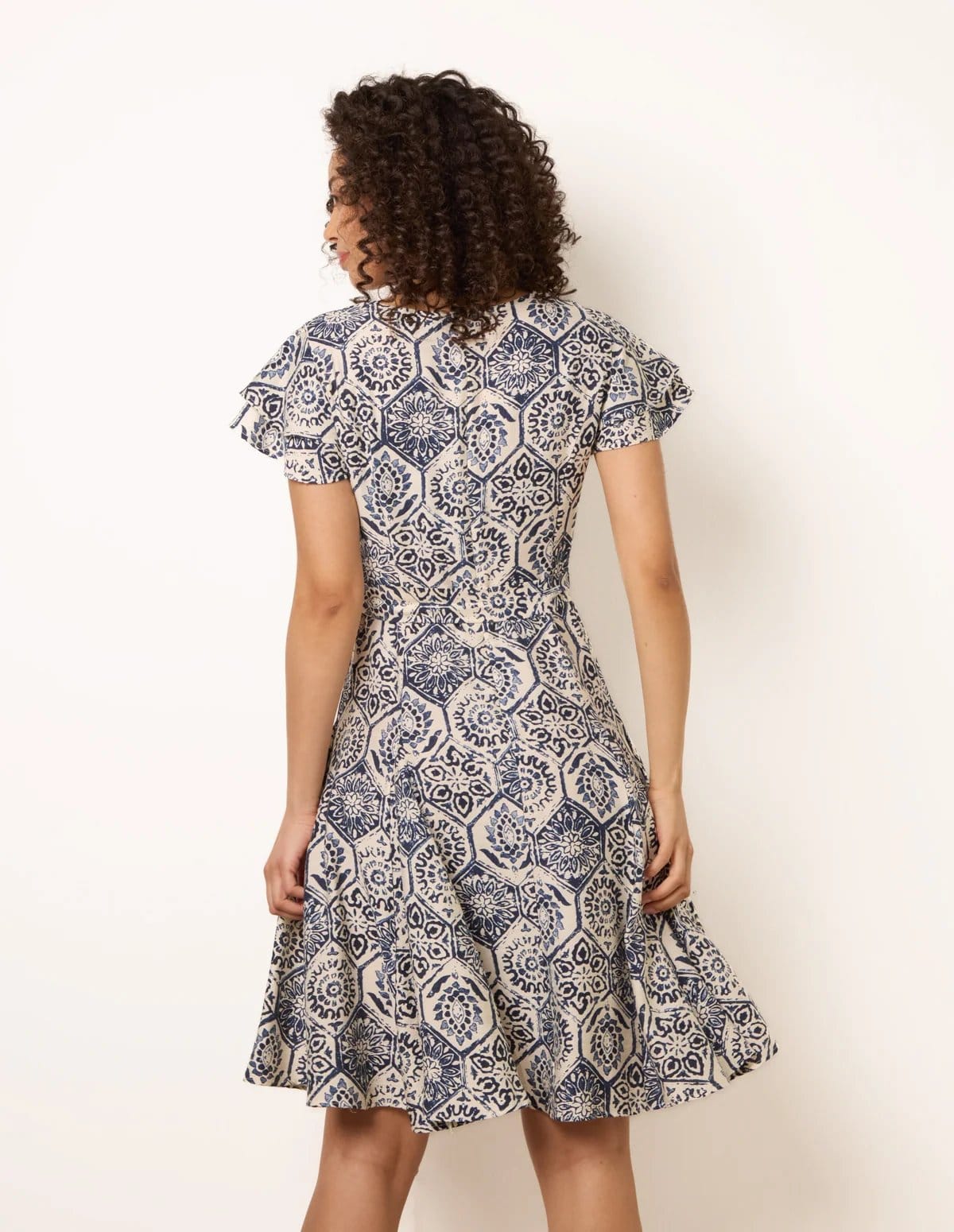 Blue Vanilla V Neck Godet Dress - 4