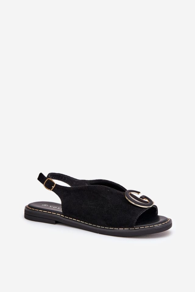 Love Lace Love Lace Women's Flat Sandals with Drative Front & Adjustable Buckle Strap in Black - 2