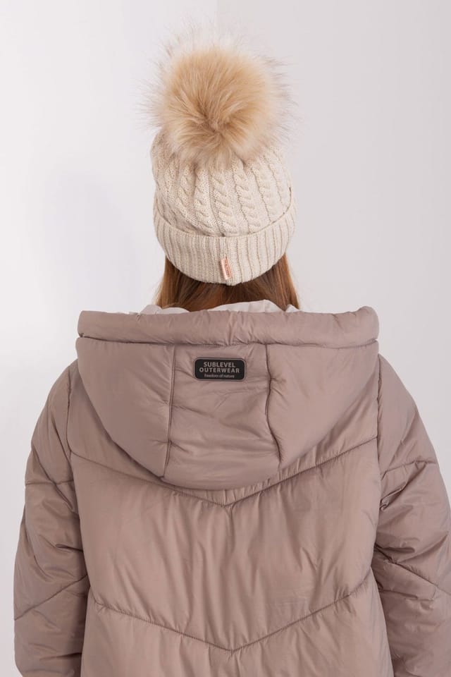 Love Lace Love Lace Women's Paris Street Adjustable Breathable Cotton pom-pom Beanie in Beige - 3