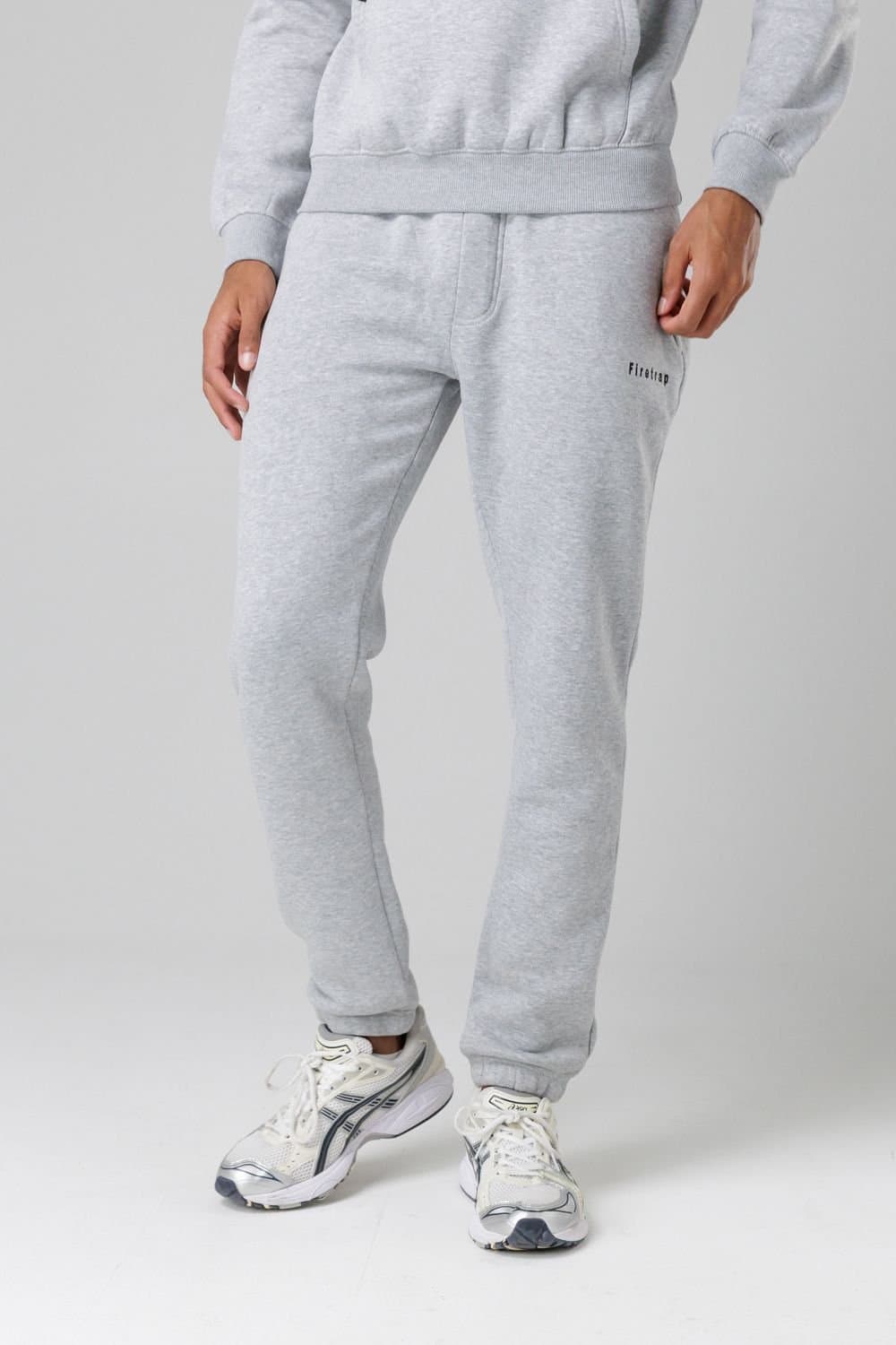 Firetrap Firetrap Men's Cotton Rich Brushed Fleece Joggers with Zip Pockets in Light Grey