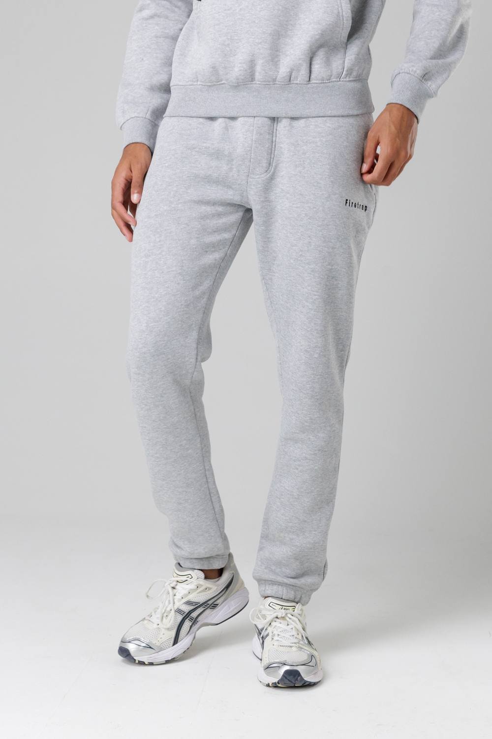 Firetrap Firetrap Men's Cotton Rich Brushed Fleece Joggers with Zip Pockets in Light Grey - 2