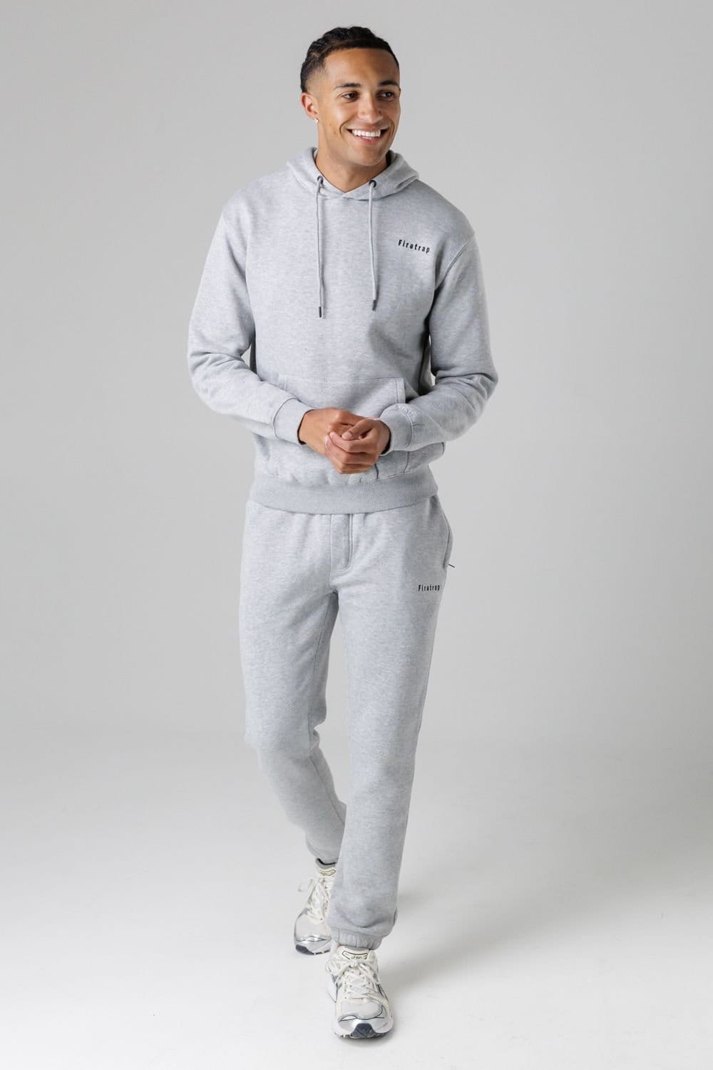 Firetrap Firetrap Men's Cotton Rich Brushed Fleece Joggers with Zip Pockets in Light Grey - 4