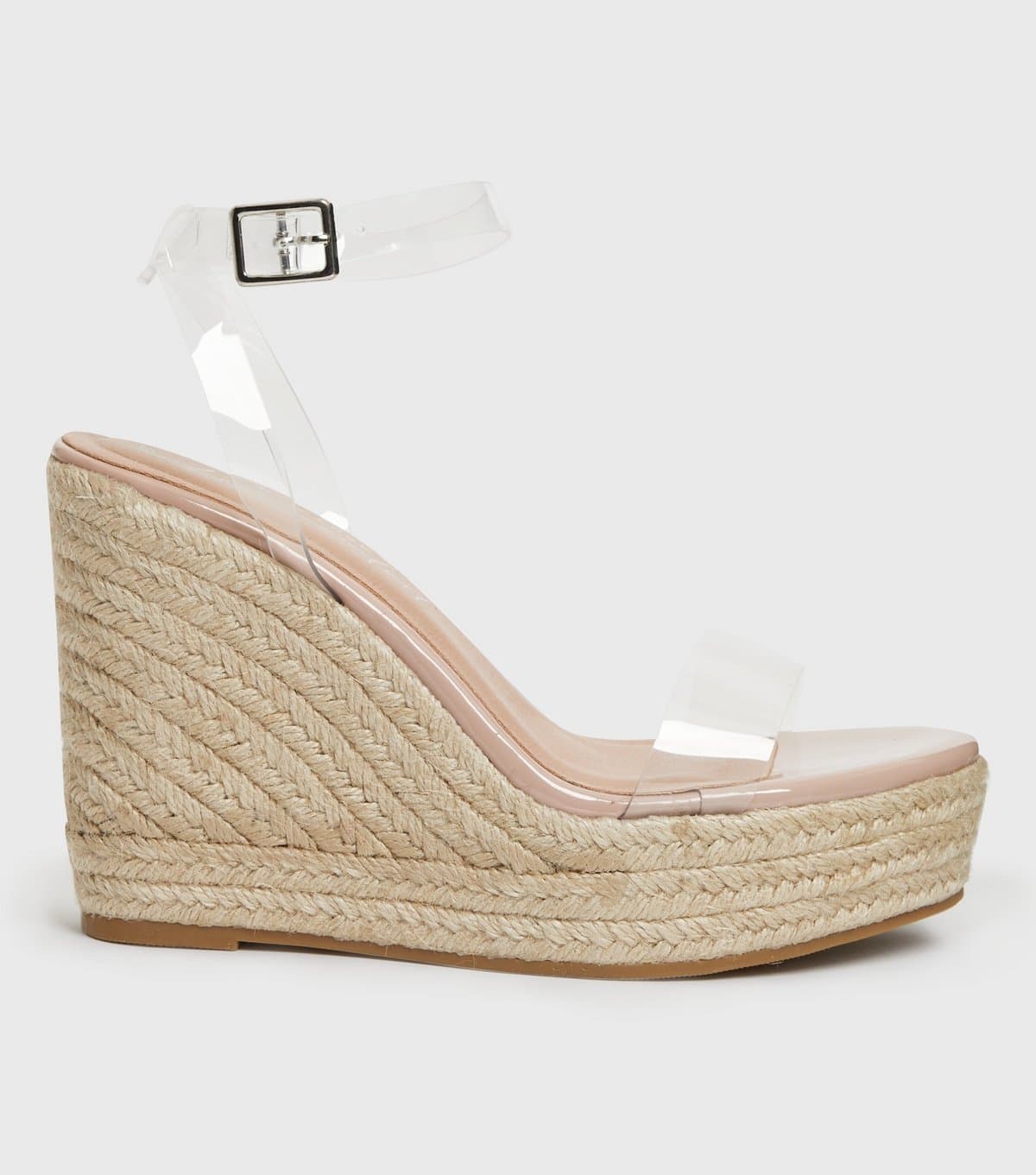 New Look Women's Cream Clear Strap Espadrille Wedge Sandals Vegan New Look