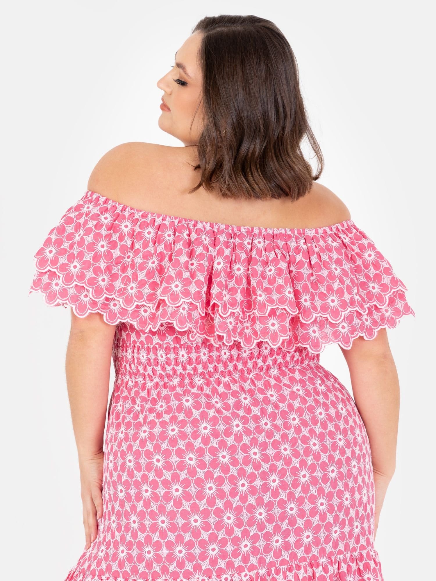Lovedrobe Lovedrobe Women's Embroidered Bardot Neck Midi Dress in Pink - 4