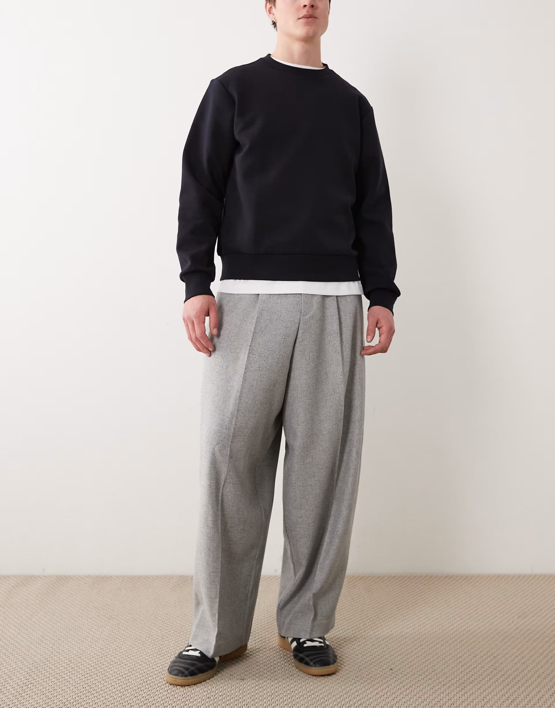 ASOS ASOS DESIGN smart pleated extreme tapered trousers in grey texture