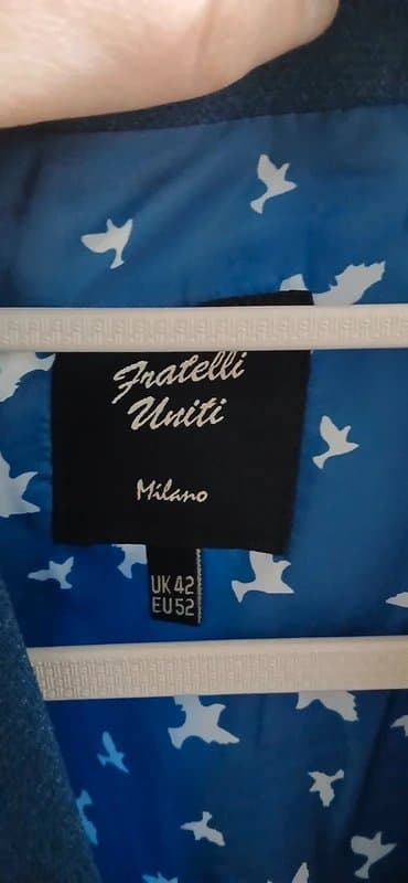 fratelli Uniti Men's Fratelli Uniti Milano blue textured formal waistcoat size 42 bird lining BNWT