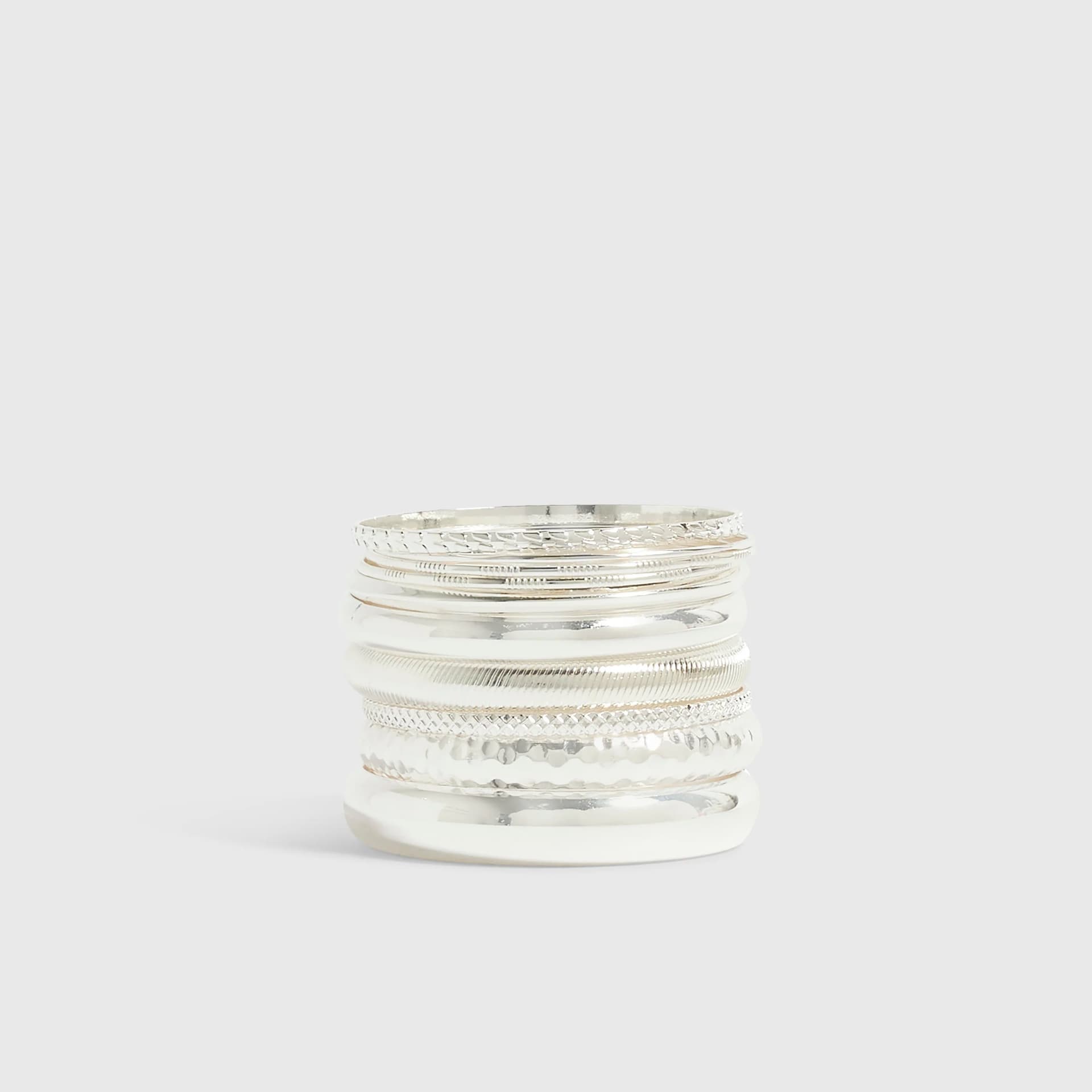 River Island River Island Womens Silver Stack Of 10 Bangle Bracelets