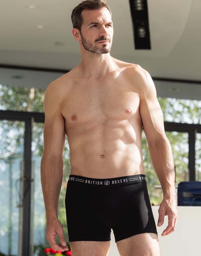 British Boxers British Boxers Men's Pack of Four "Coal Black" Bamboo Stretch Trunks in Black - 2