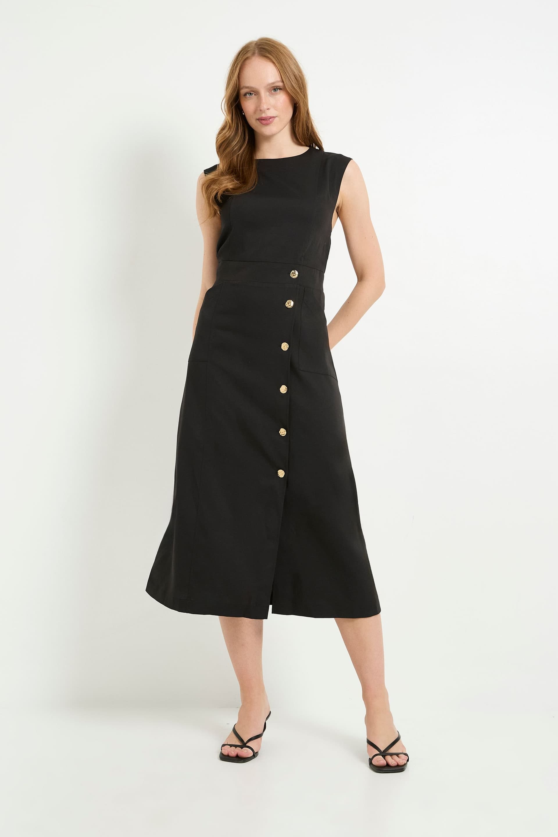 Principles Principles Women's Button Detail Utility Midi Dress in Black