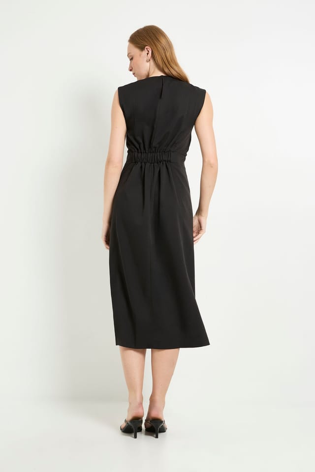 Principles Principles Women's Button Detail Utility Midi Dress in Black - 3