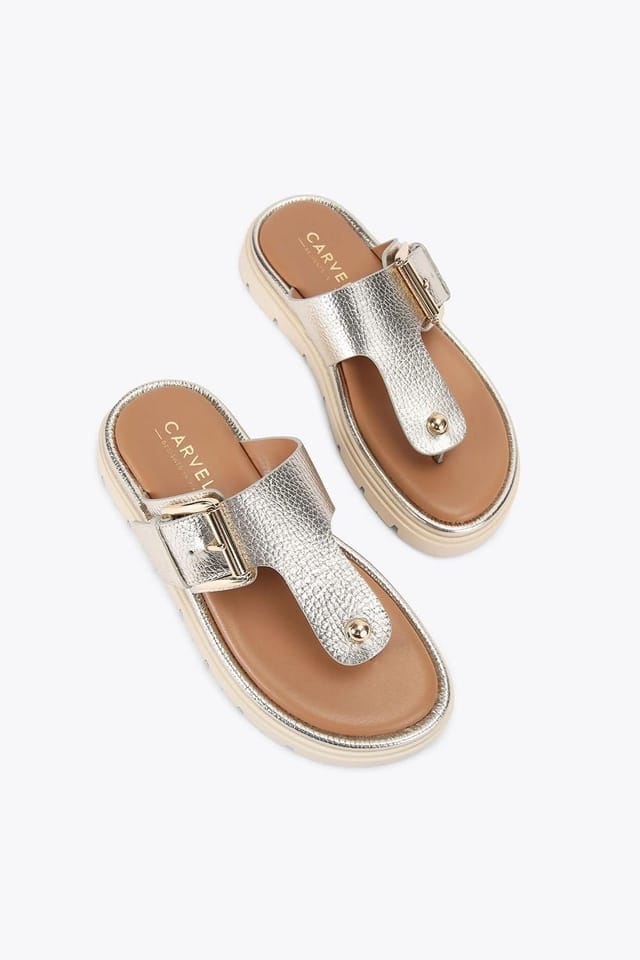 Carvela Carvela Women's 'Pavilion T Bar Mule' Leather Flats in Gold - 2