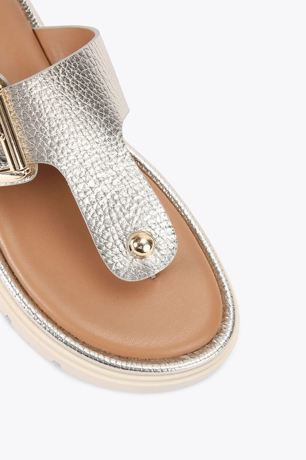Carvela Carvela Women's 'Pavilion T Bar Mule' Leather Flats in Gold - 4
