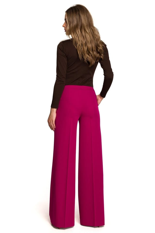 Love Lace Love Lace Women's Low Rise Wide Cropped Trousers with Zipper in Bright Pink - 2