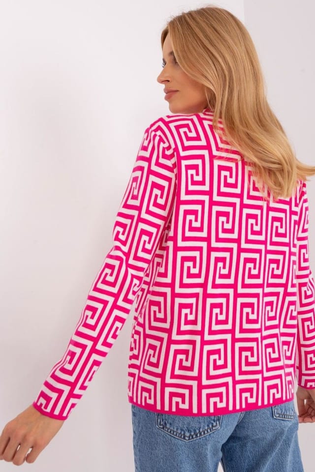 Love Lace Love Lace Women's Geometric Half Turtleneck Sweater with Pockets Style 186731 in Pink - 3