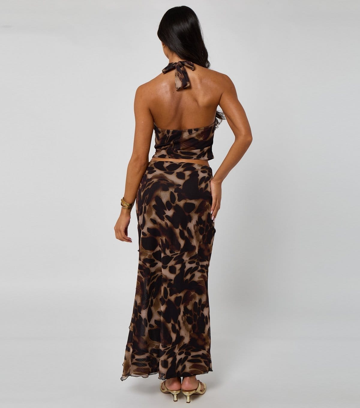 Urban Bliss Women's Brown Print Ruffled Slit Hem Maxi Skirt Urban Bliss New Look - 4