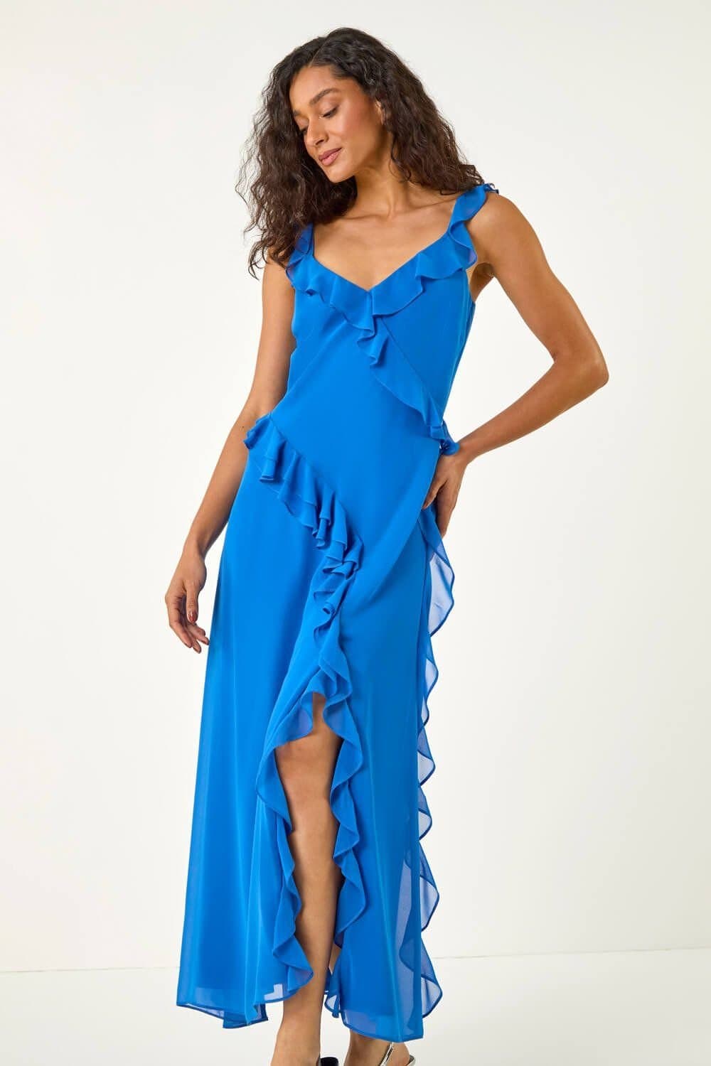 DUSK Dusk Women's Frill Maxi Dress in Royal