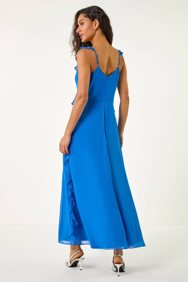 DUSK Dusk Women's Frill Maxi Dress in Royal - 3