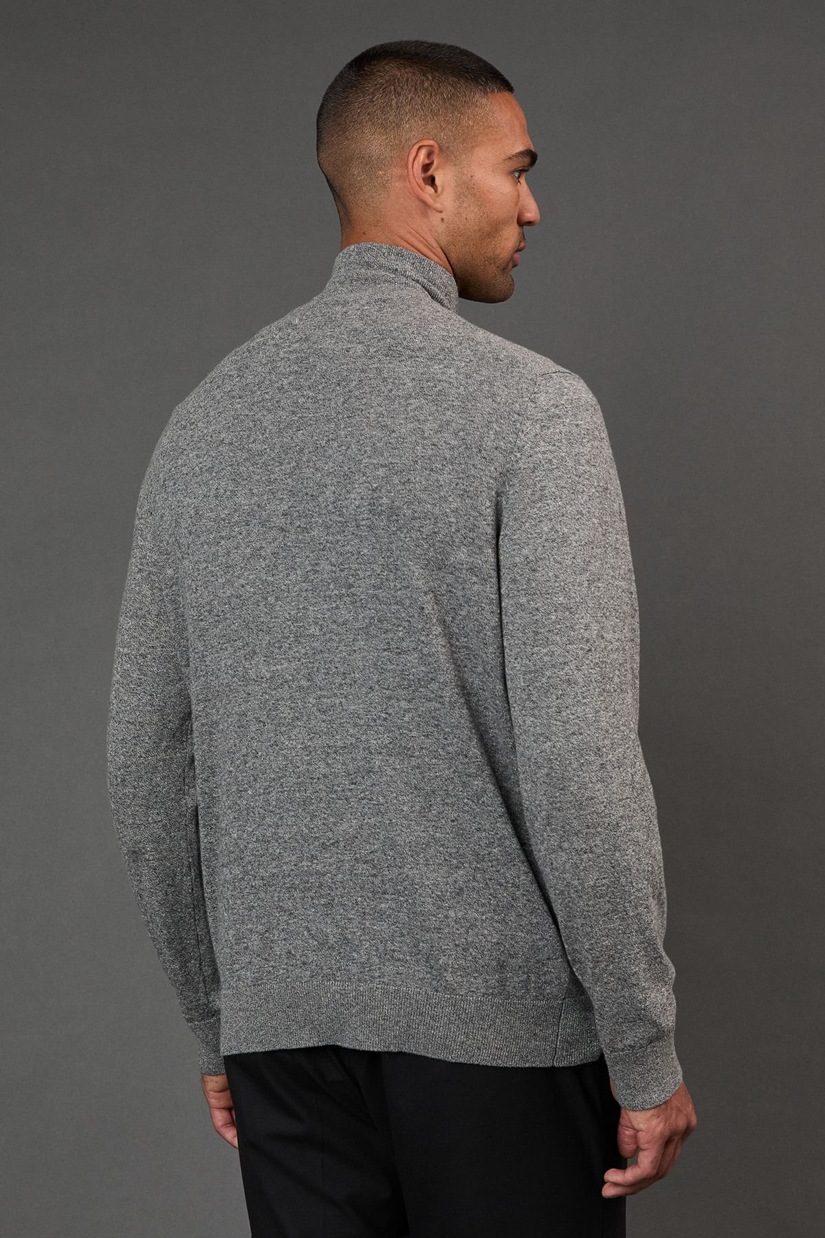 Burton Burton Men's Cotton Rich Half Zip Jumper in Light Grey - 4