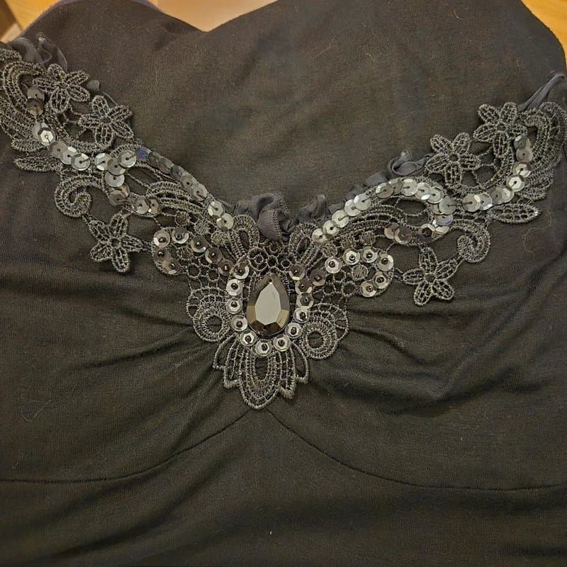 New Look New Look Black Embellished Silk Blend Dress – Size S/M – Read Description