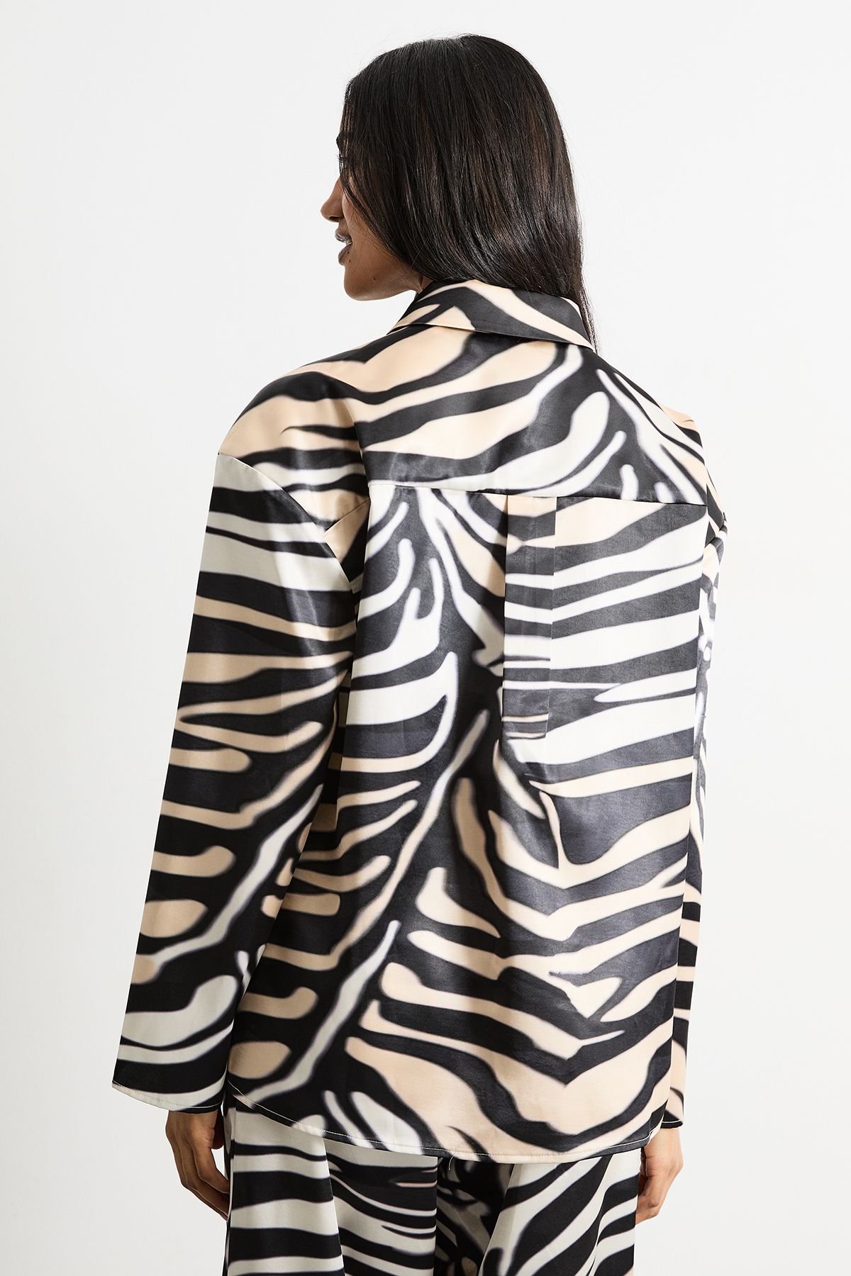Warehouse Warehouse Women's Zebra Printed Oversized Satin Shirt - 3