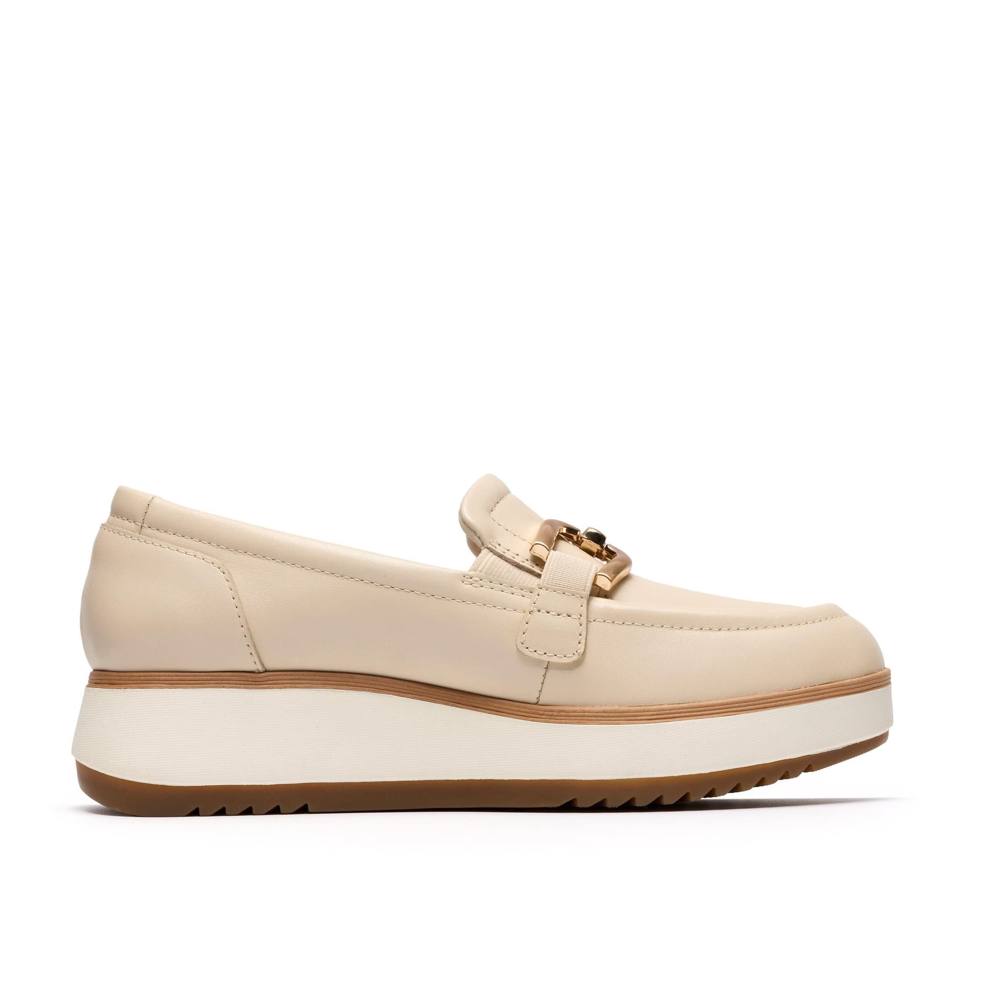 Clarks Clarks Women's Zylah Top Cream Leather Loafers, Slip Ons