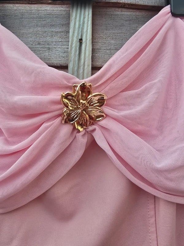 Meshki Meshki 'Kelie' Off Shoulder Crepe Maxi Dress Blush Pink Size L RRP £159 NWOT