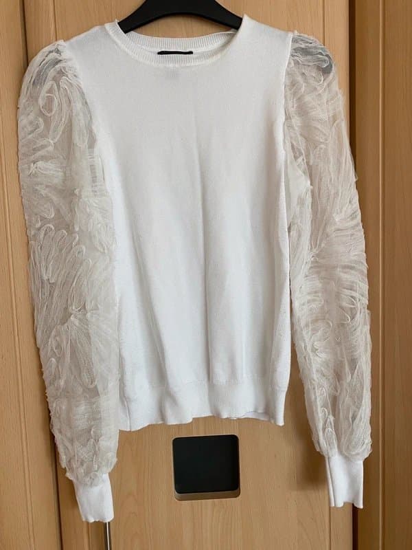 New Look White tule sleeve jumper