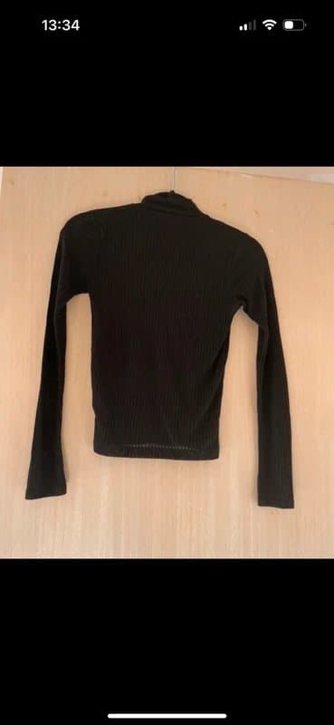 Topshop Black Topshop ribbed long sleeved top