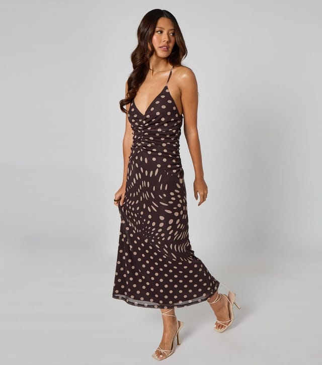 Urban Bliss Women's Brown Polka Dot Ruched Midi Dress Urban Bliss New Look - 3
