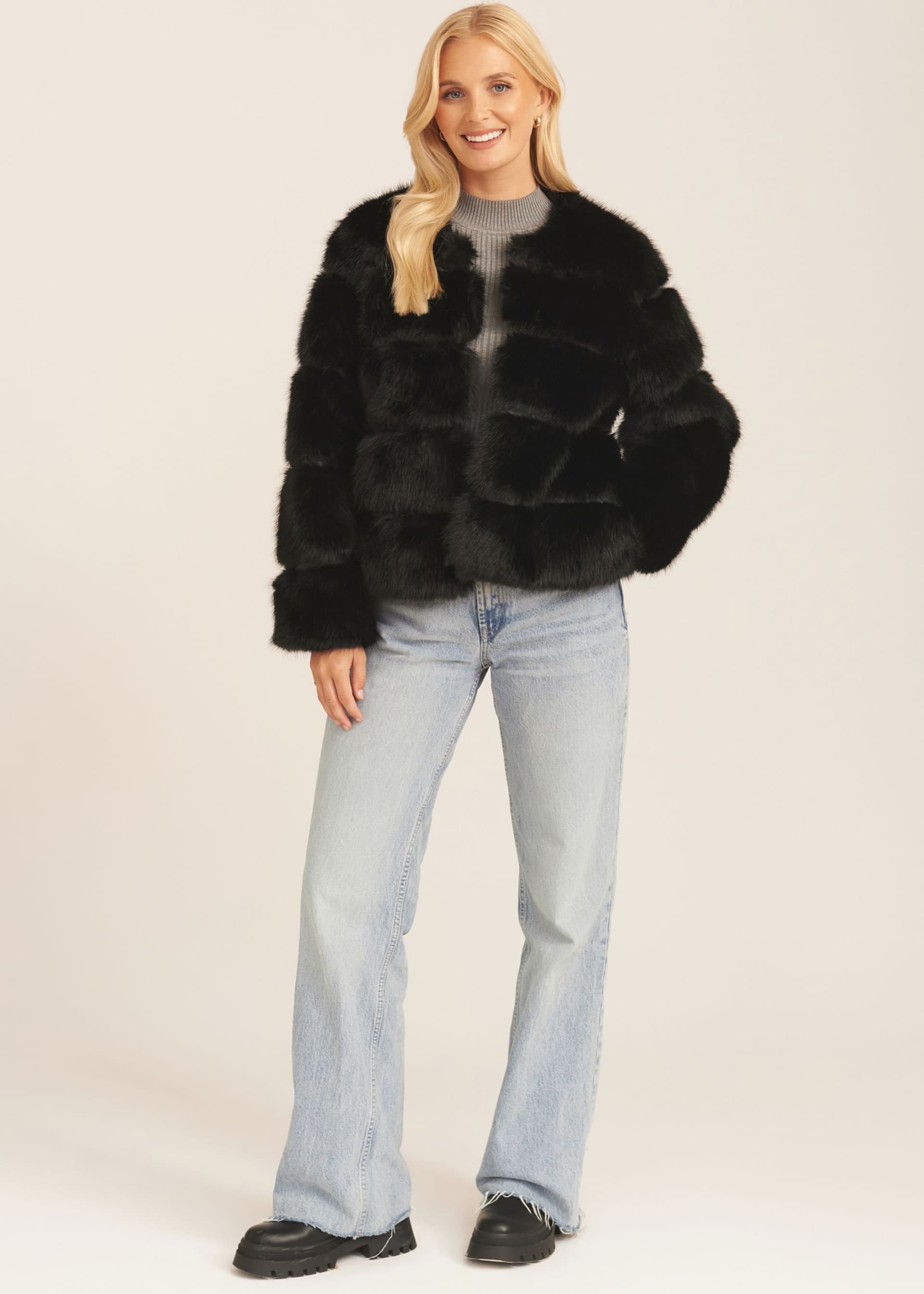 Gini London Gini London Women's Black Soft Touch Fur Jacket