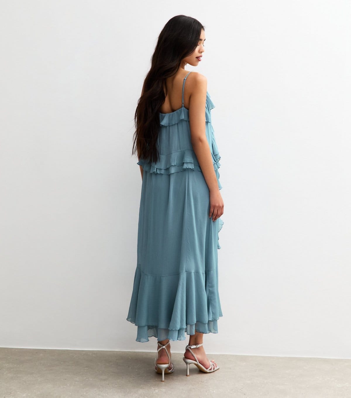 New Look Women's Blue Ruffled Chiffon Slip Dress New Look - 4