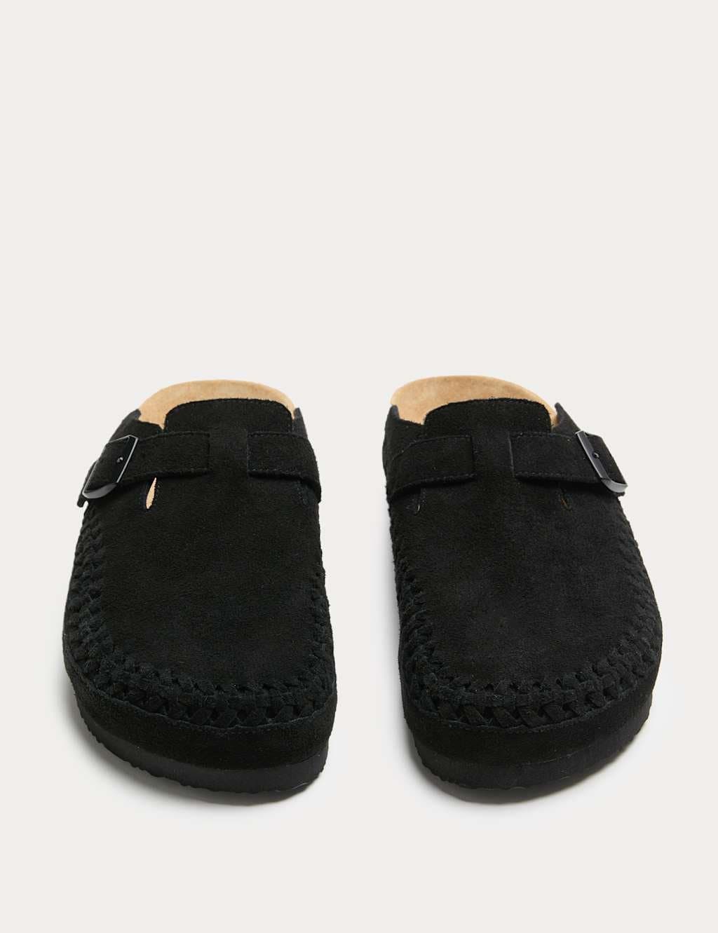 Marks & Spencer M&S Woven Suede Corkbed Mule Sandals Black