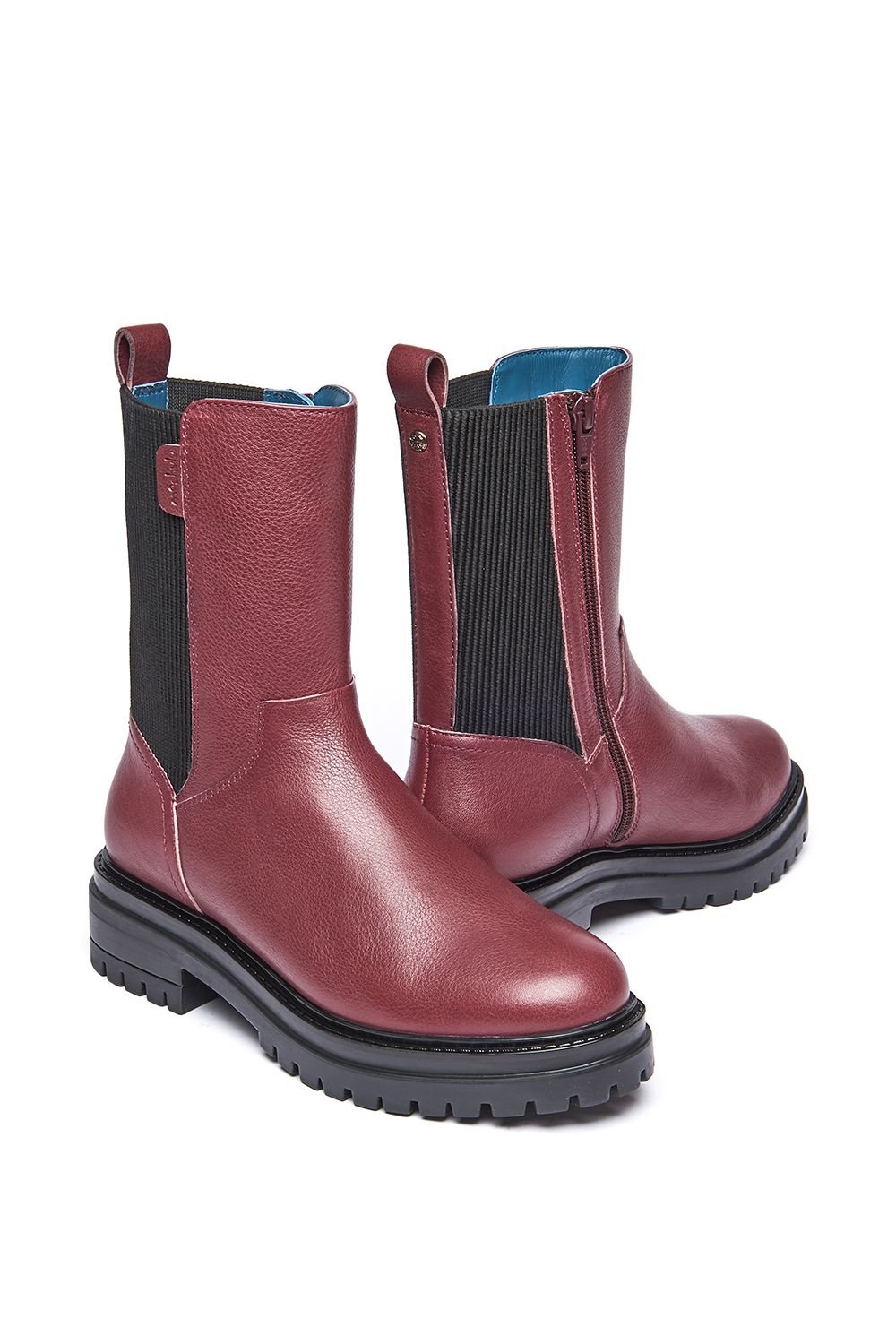 Moshulu Moshulu Women's 'Russula' Chunky Leather Chelsea Boots in Dark Red - 2