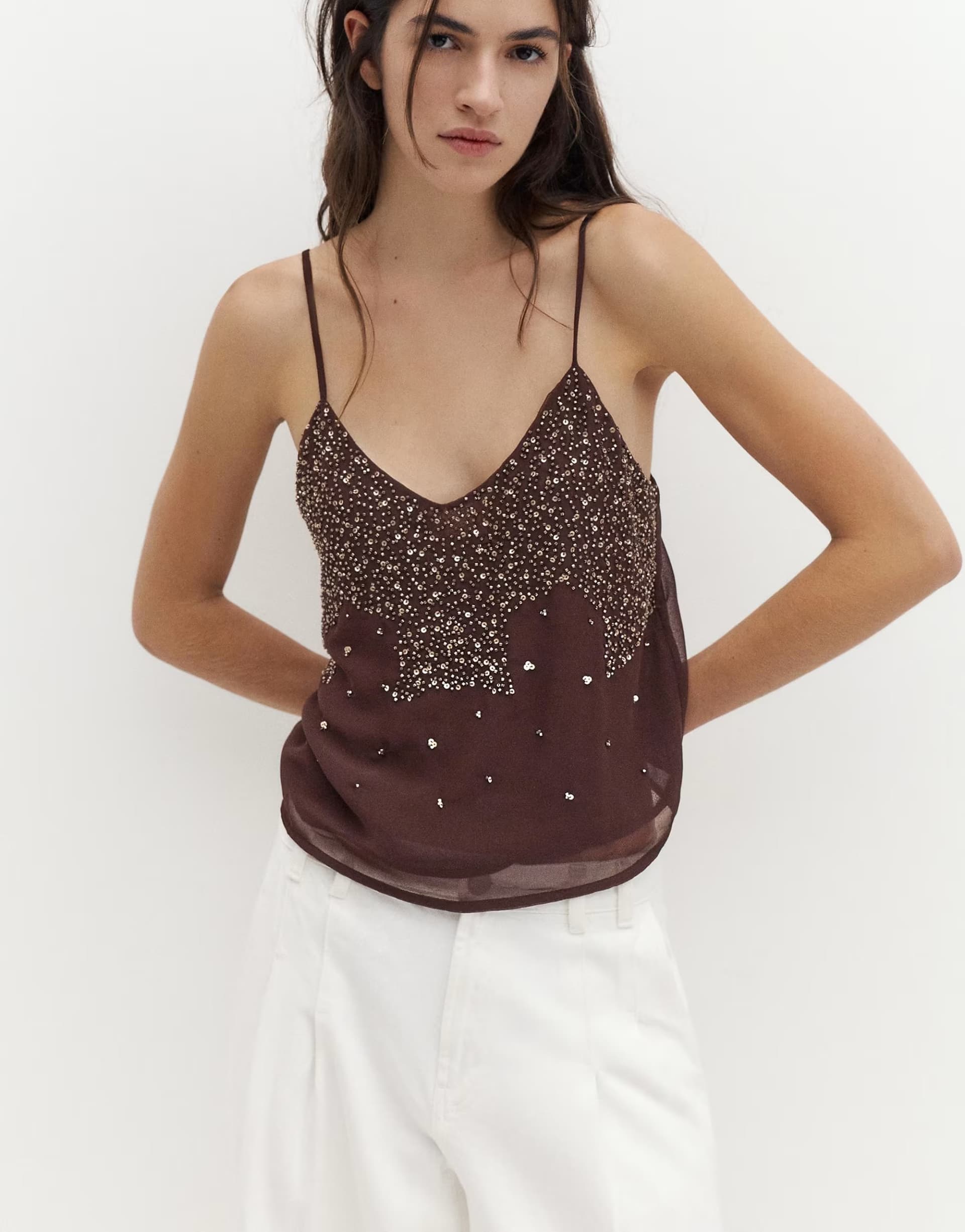 ASOS ASOS Wine Sequined Strappy Top